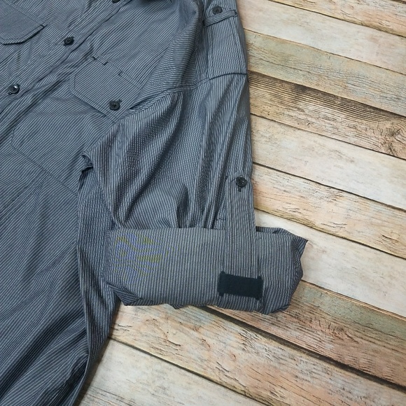 Rare Edun Gray White Button Up Shirt Bono XXL - Picture 4 of 8